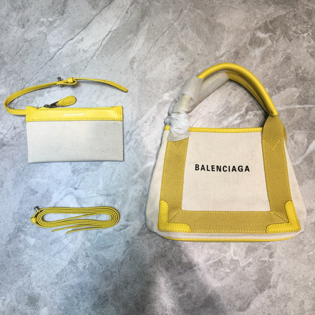 Balen Navy XS Tote Bag In Yellow, For Women, Bags 12.6in/32cm