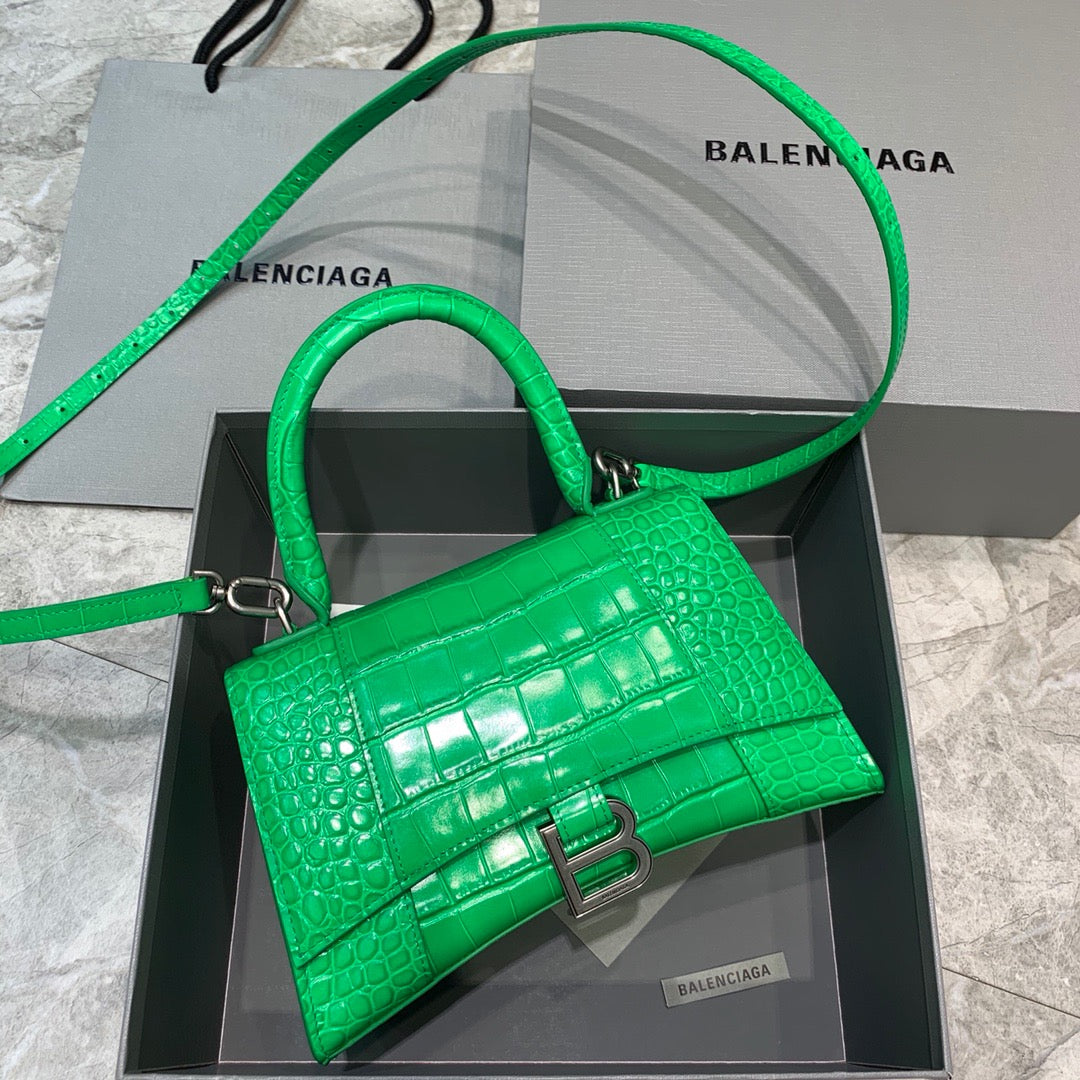 Balen Hourglass Small Handbag In Green, For Women, Bags 9in/23cm