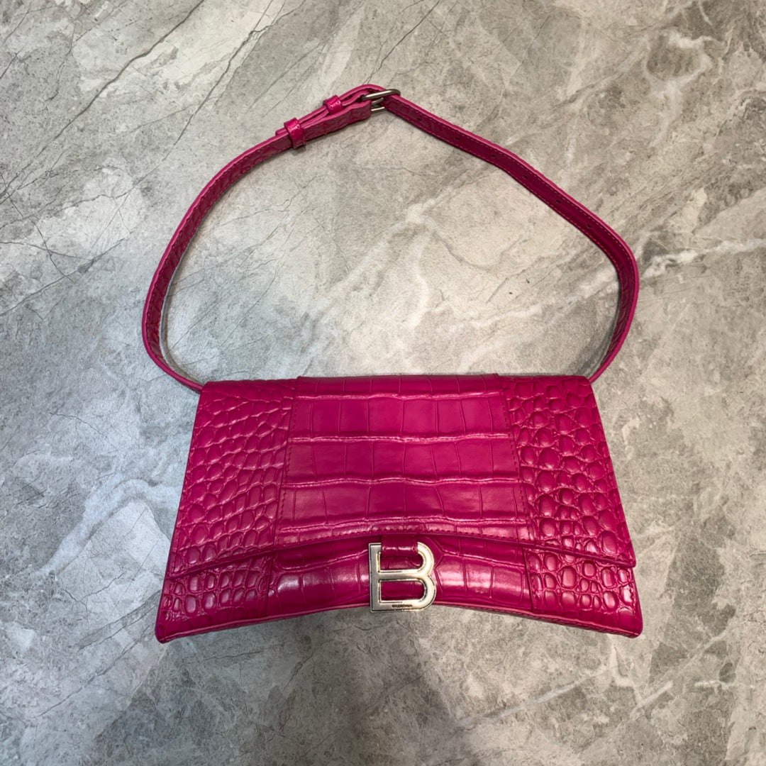 Balen Hourglass Handbag In Dark Pink, For Women, Bags 9.8in/25cm