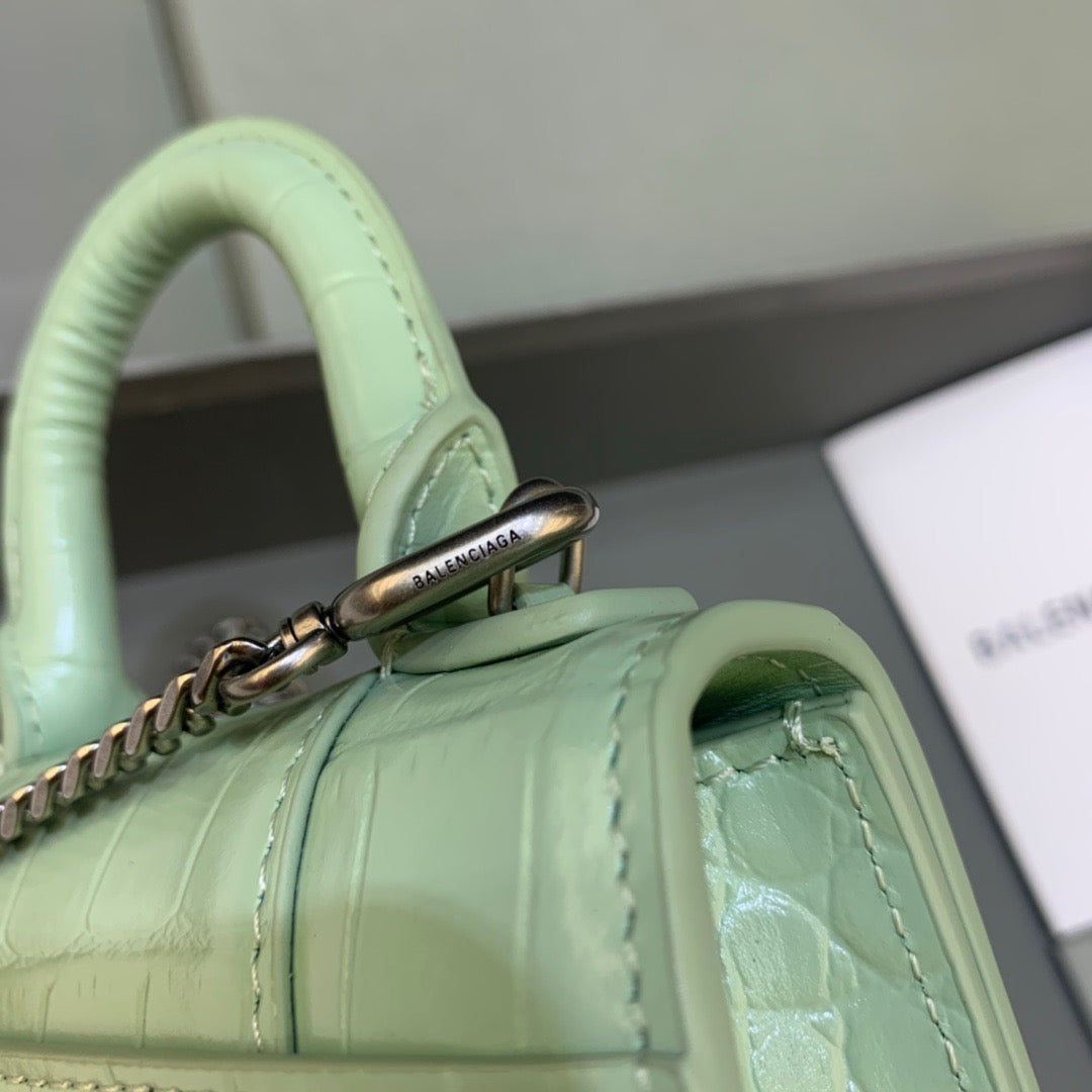 Balen Hourglass Mini Handbag With Chain In Light Green, For Women, Bags 4.7in/12cm