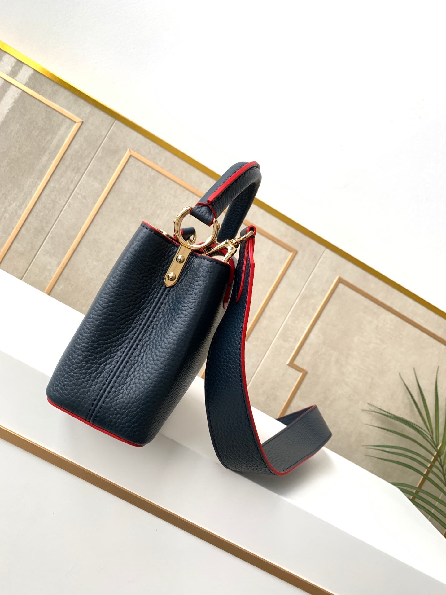 LV Capucines Mini Taurillon Navy Blue For Women, Shoulder And Crossbody Bags 8.3in/21cm LV