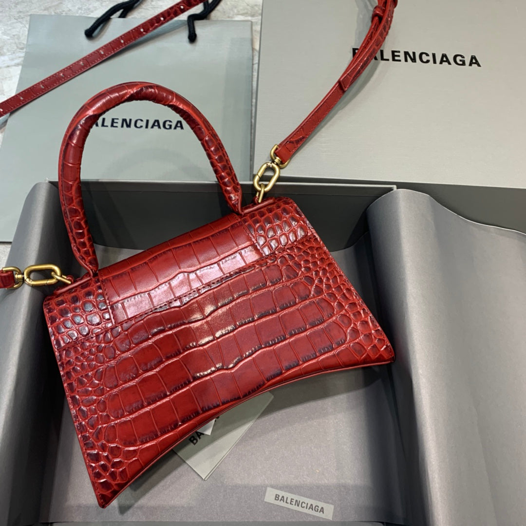Balen Hourglass Small Handbag In Dark Red, For Women, Bags 9in/23cm 5935461LRGM6211