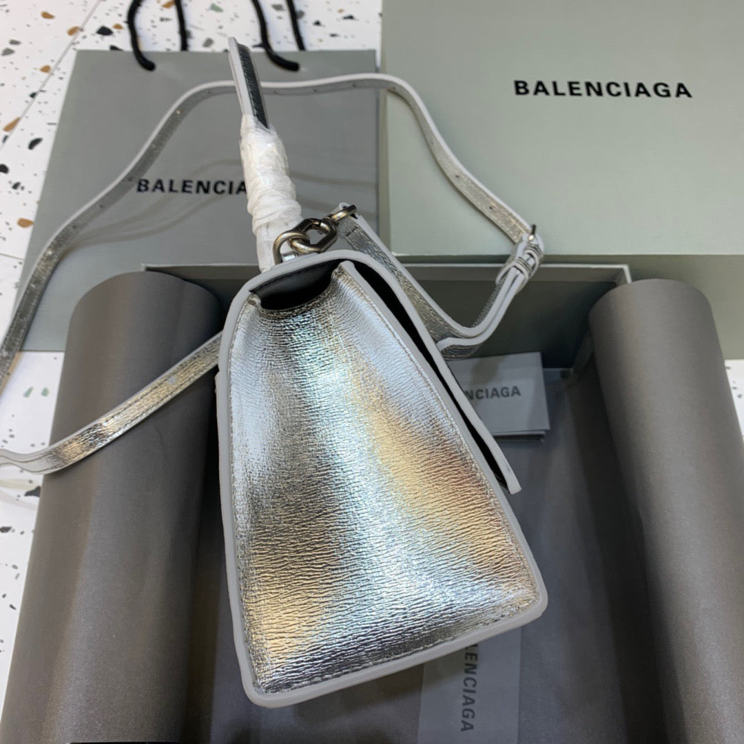 Balen Hourglass Small Handbag In Sliver, For Women, Bags 9in/23cm