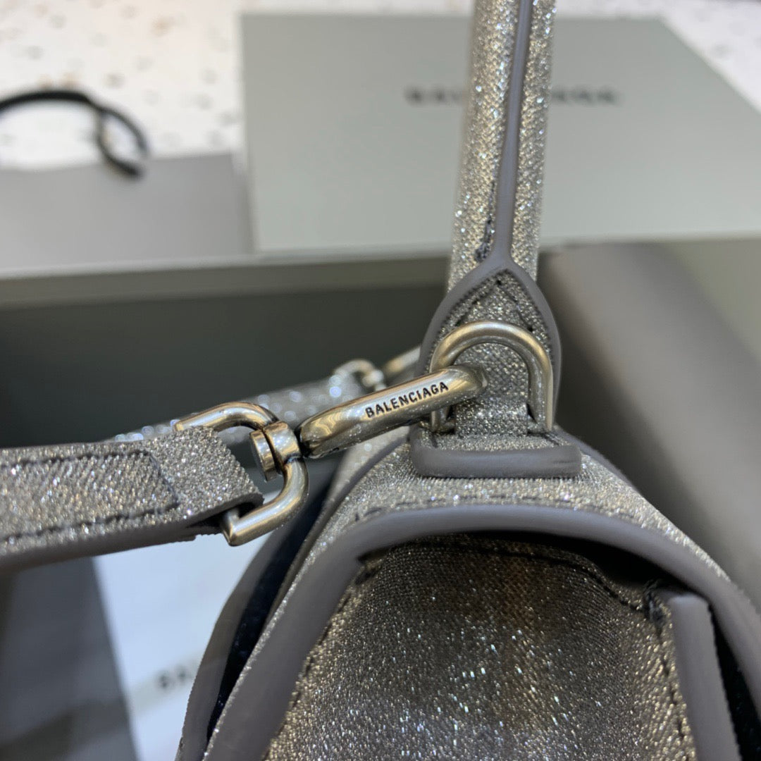 Balen Hourglass Small Handbag In Grey, For Women, Bags 9in/23cm