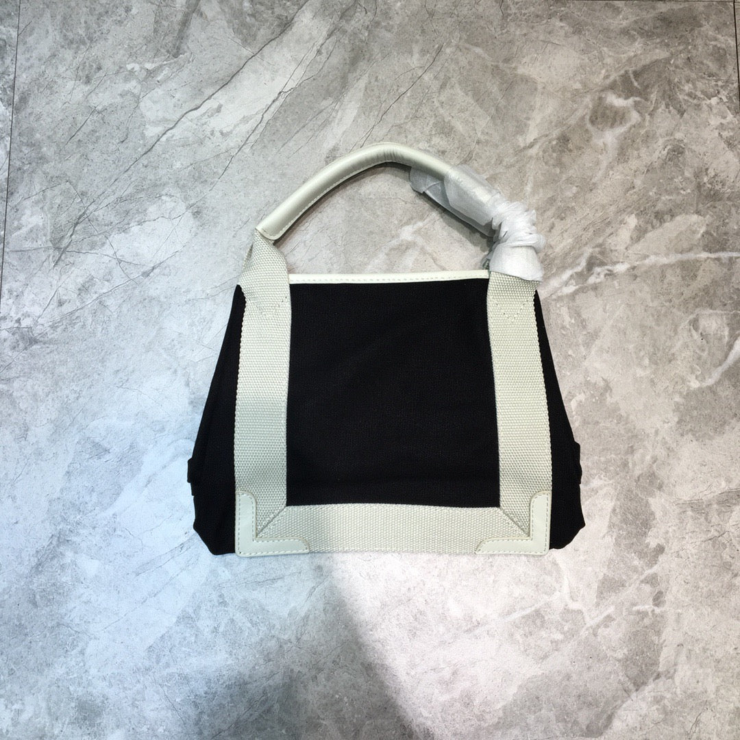 Balen Navy Small Cabas Tote Bag In White, For Women, Bags 18.5in/47cm