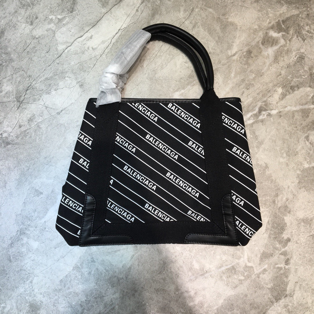 Balen Navy Small Cabas Tote Bag In Black, For Women, Bags 18.5in/47cm