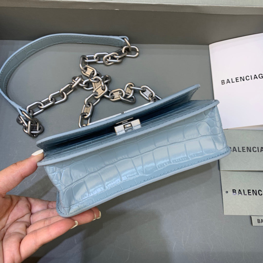 Balen Gossip Small On Chain Shoulder Bag Blue, For Women, Bags 7.4in/19cm