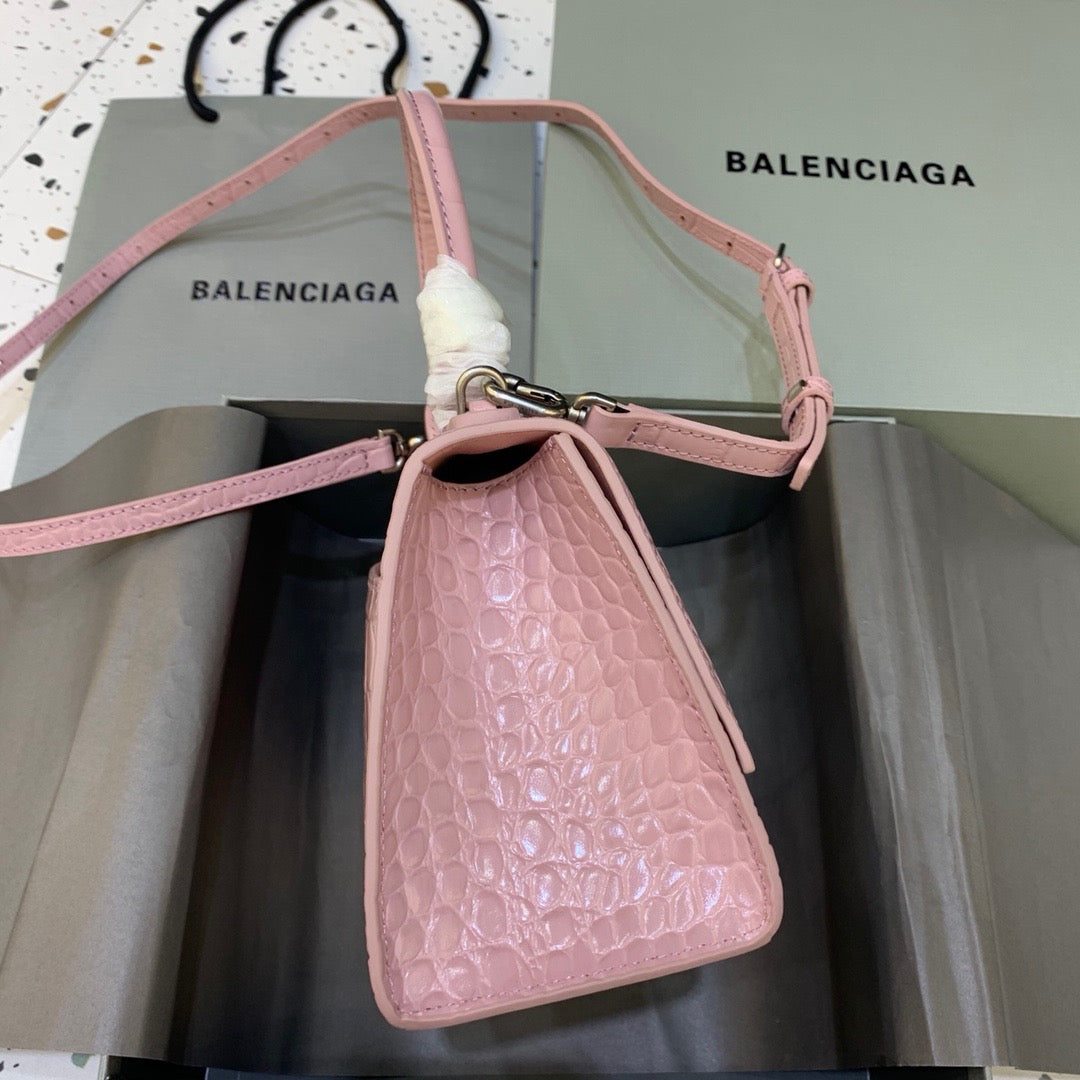 Balen Hourglass Small Handbag In Pink, For Women, Bags 9in/23cm 5935461LR6Y5906