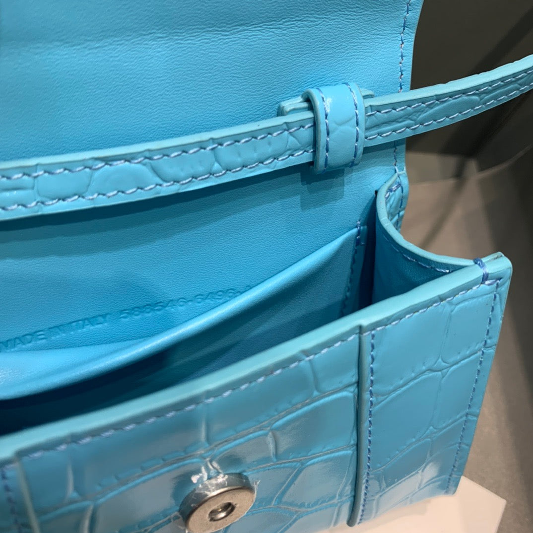 Balen Hourglass Mini Handbag In Blue, For Women, Bags 4.7in/12cm