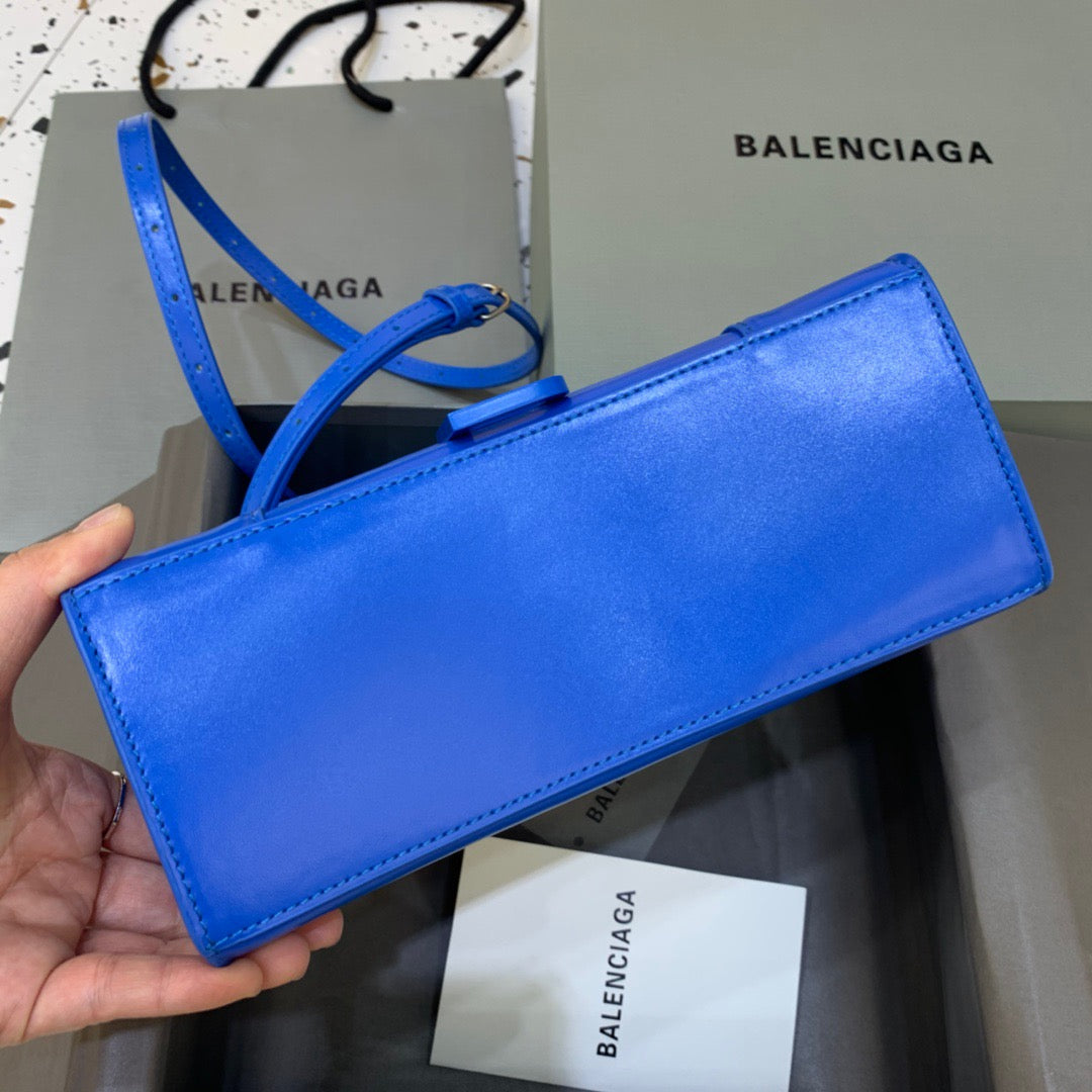 Balen Hourglass Small Handbag In Dark Blue, For Women, Bags 9in/23cm