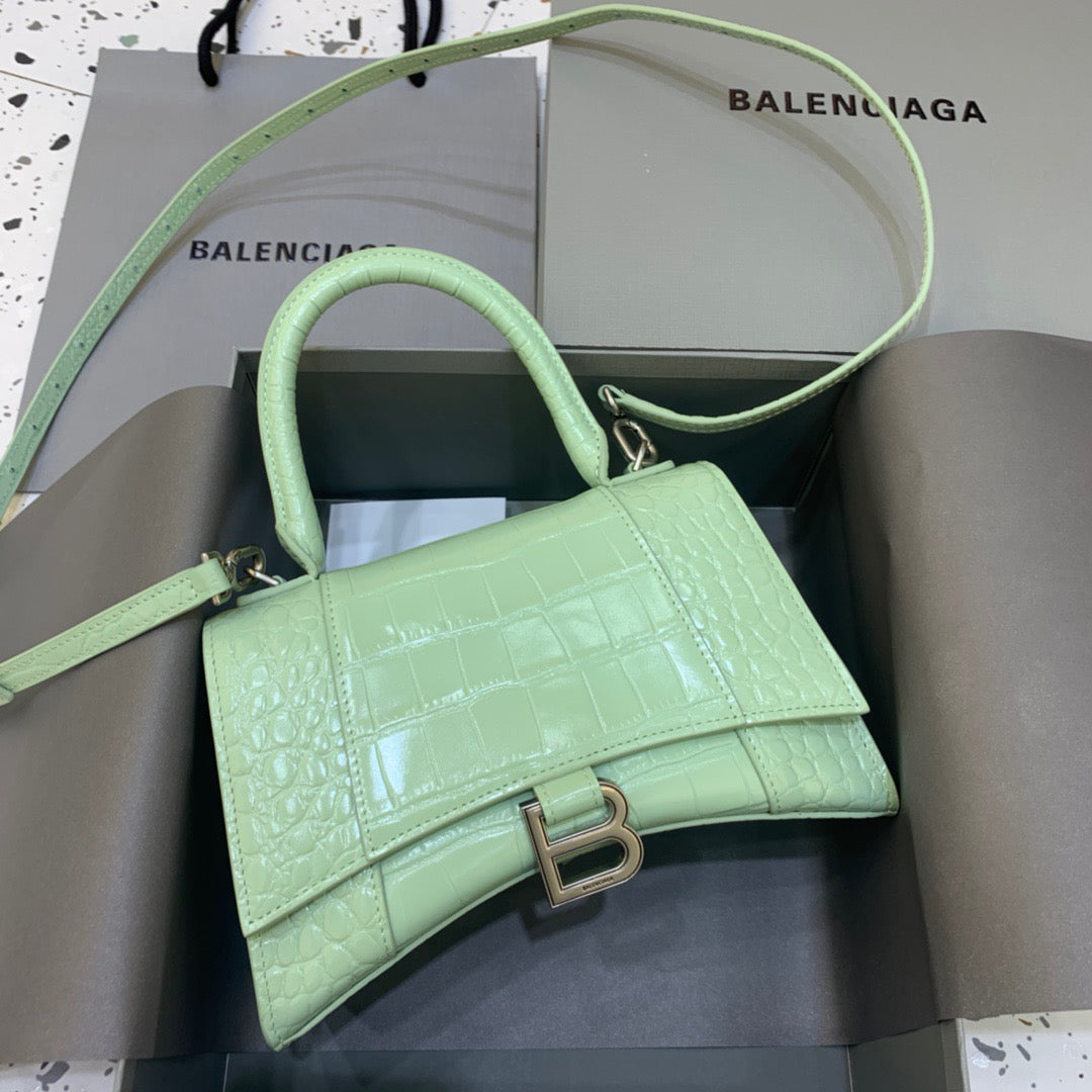 Balen Hourglass Small Handbag In Light Green, For Women, Bags 9in/23cm