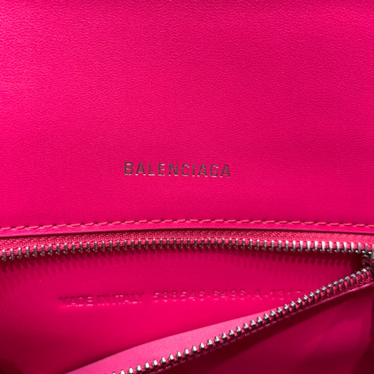 Balen Hourglass Small Handbag In Dark Pink, For Women, Bags 9in/23cm