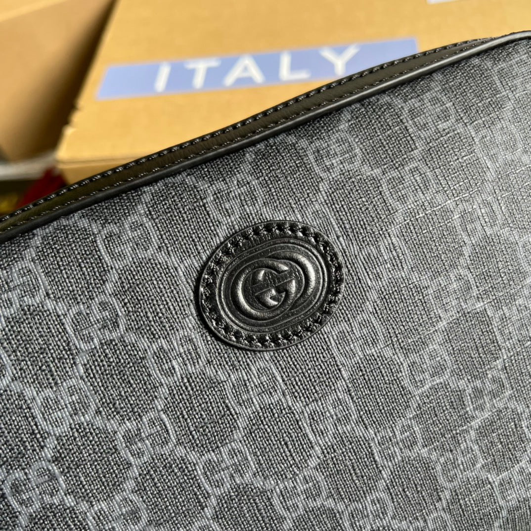 gg Shoulder Bag With Interlocking G Black gg Supreme Canvas For Women 9.6in/24.5cm gg 703468 92THF 1000