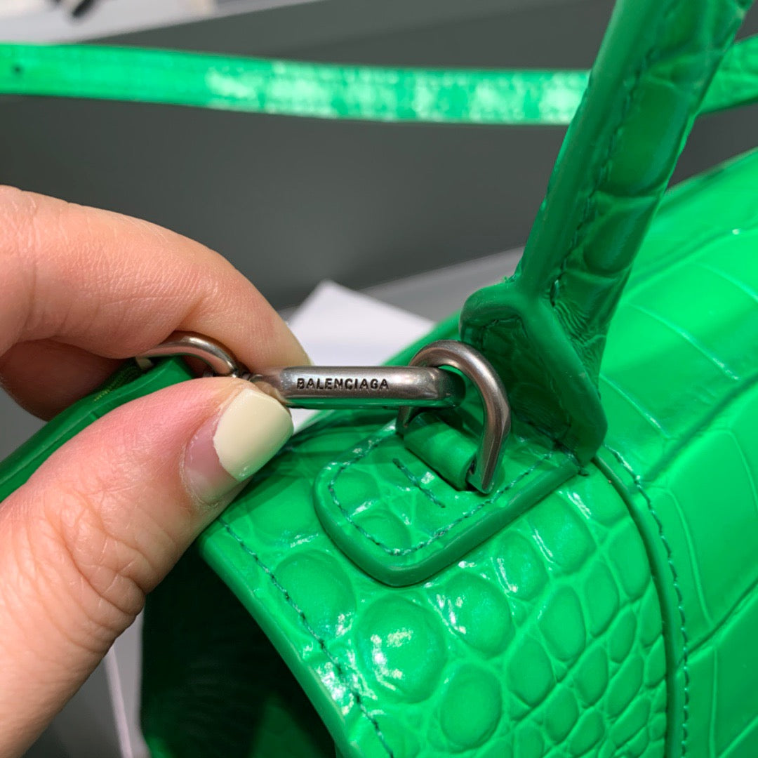 Balen Hourglass Small Handbag In Green, For Women, Bags 9in/23cm