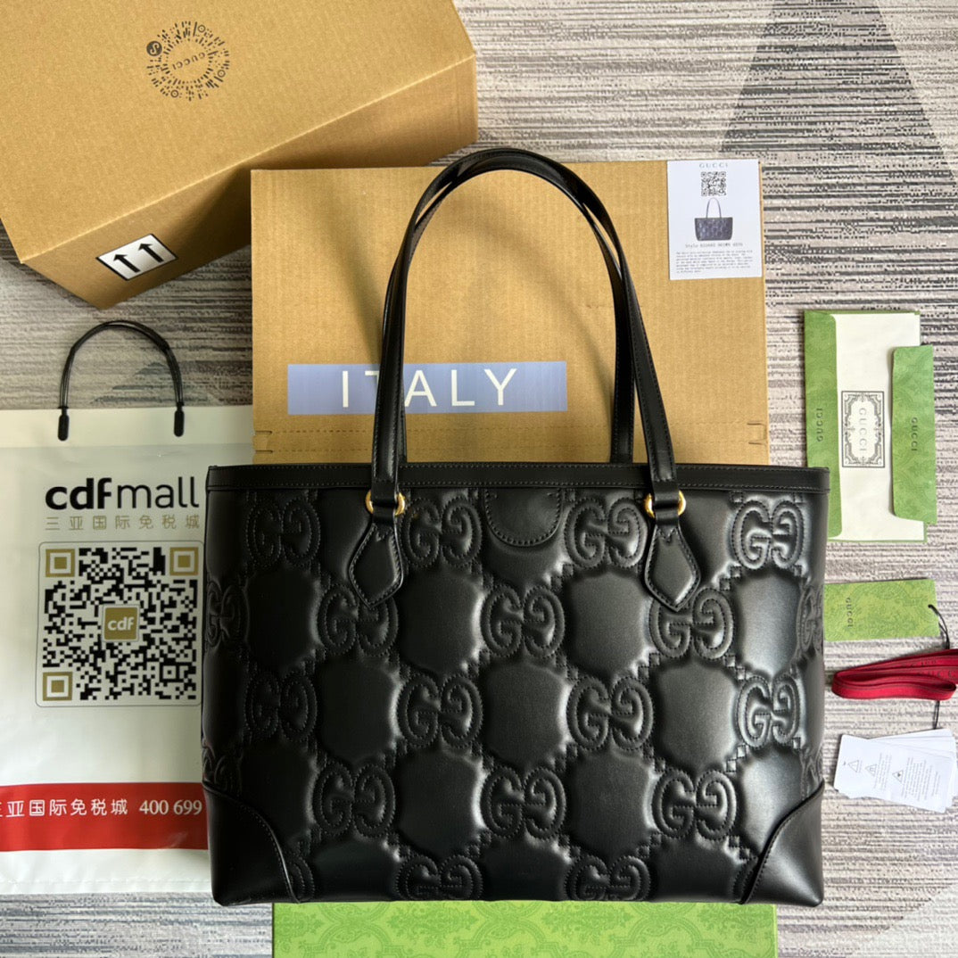 gg Medium Tote Black For Women, Women’s Bags 15in/38cm gg 631685 UM8IG 1000