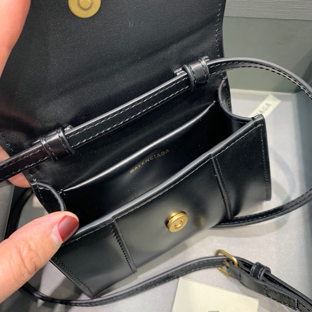 Balen Hourglass Mini Handbag In Black, For Women, Bags 4.7in/12cm