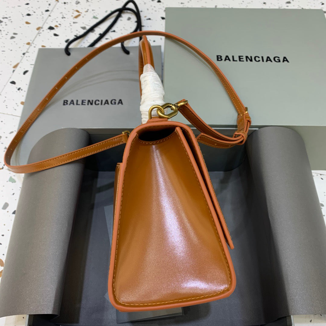 Balen Hourglass Small Handbag In Brown, For Women, Bags 9in/23cm