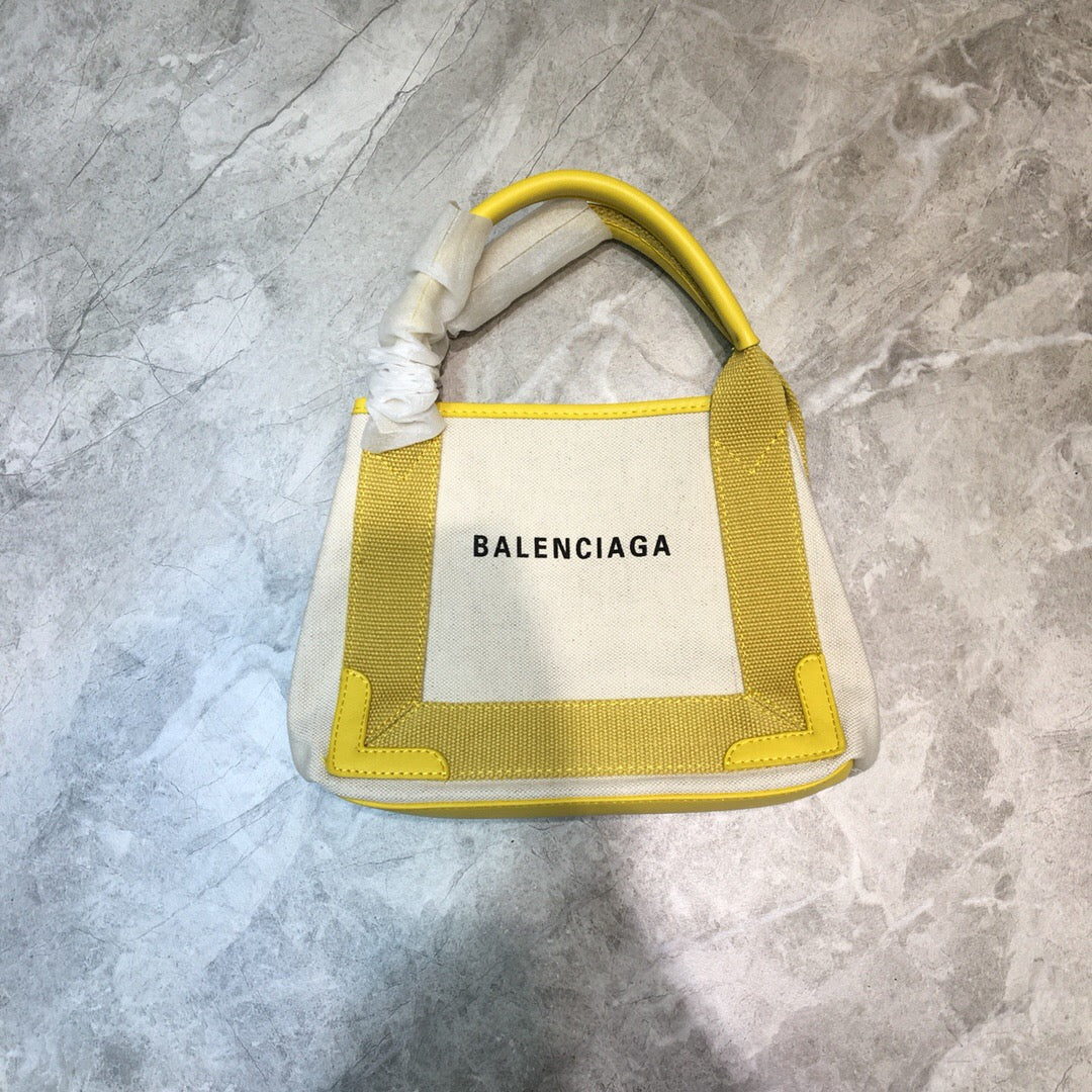 Balen Navy XS Tote Bag In Yellow, For Women, Bags 12.6in/32cm