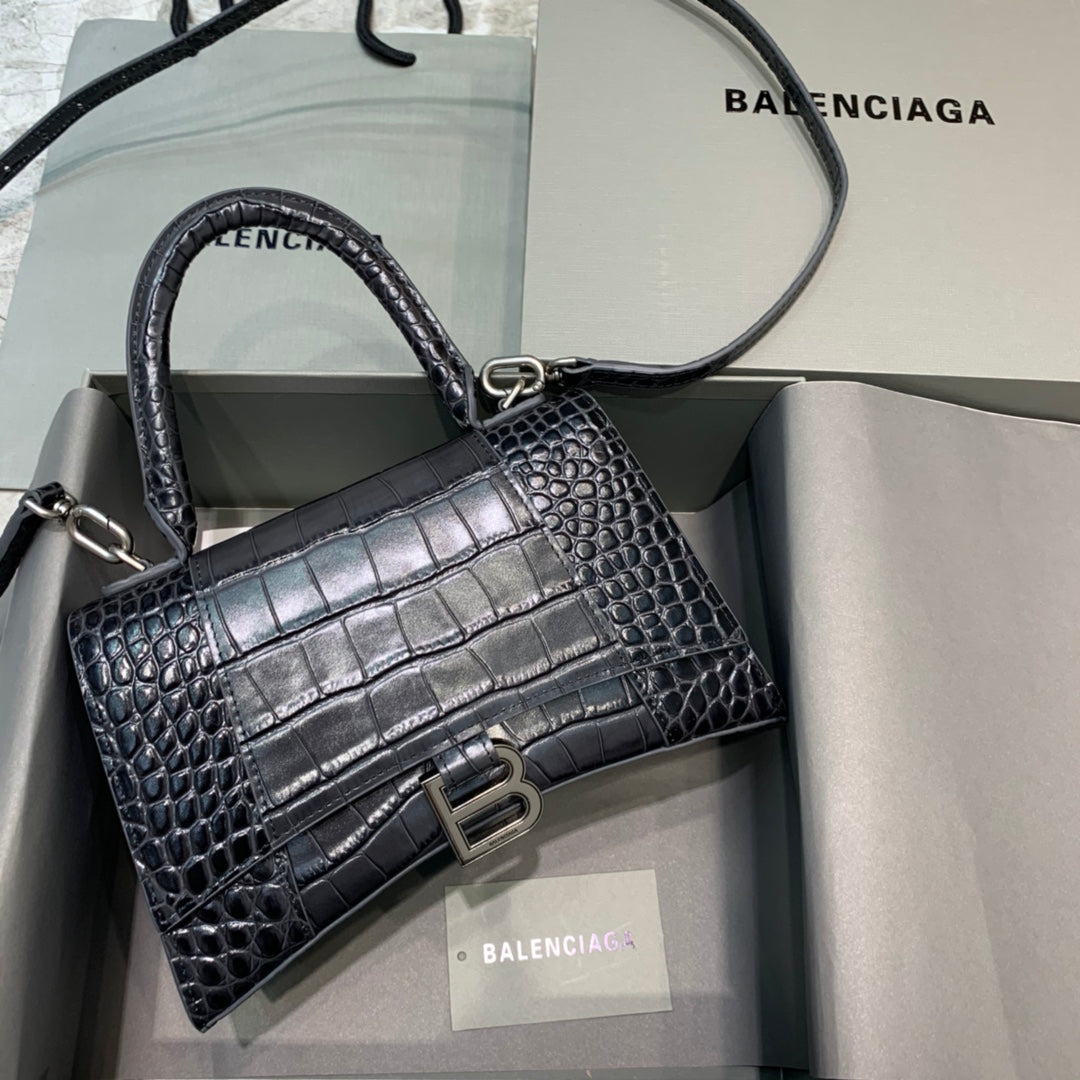 Balen Hourglass Small Handbag In Dark Grey, For Women, Bags 9in/23cm 5935461LR6Y1309