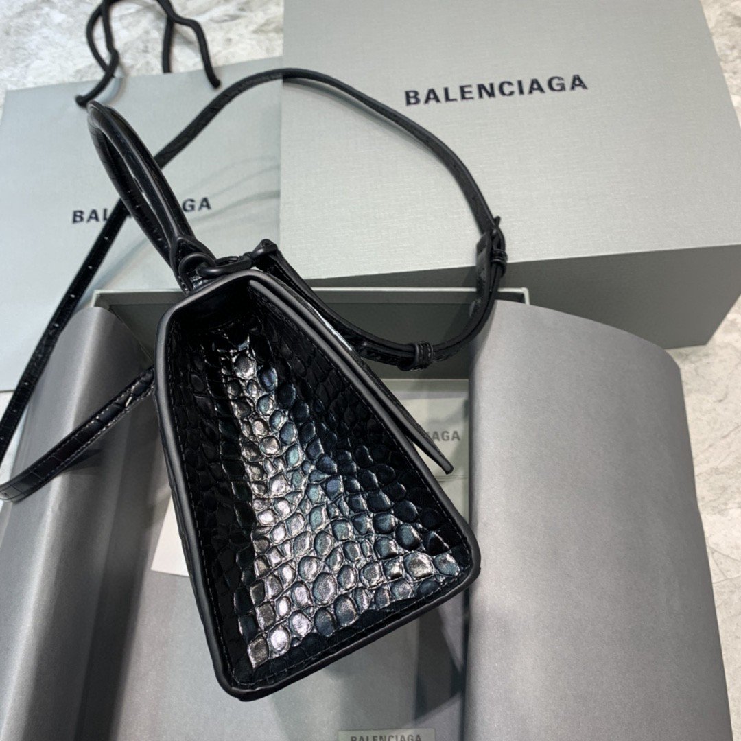 Balen Hourglass Small Handbag In Black, For Women, Bags 9in/23cm