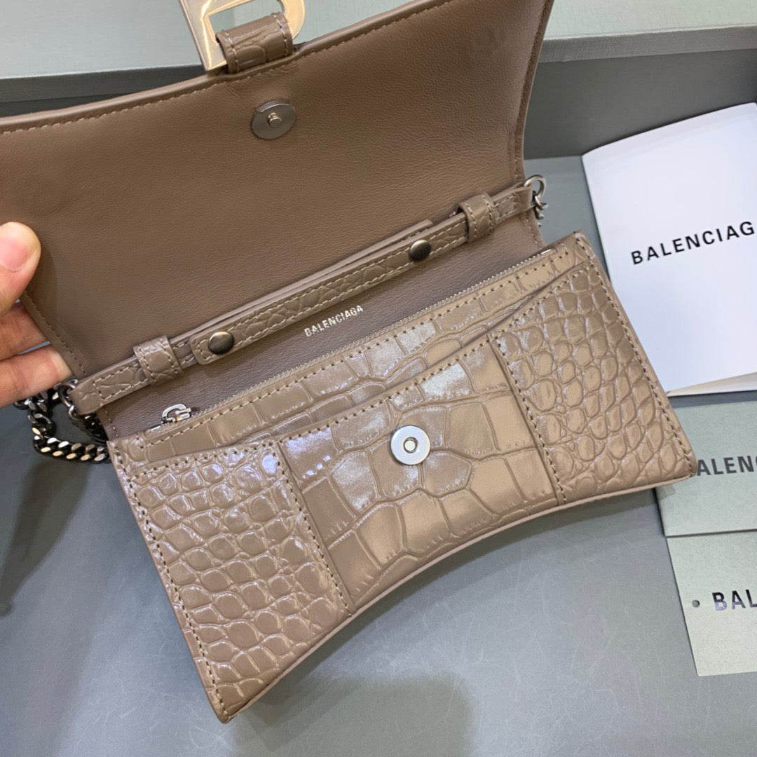 Balen Downtown Small Shoulder Bag With Chain Brown, For Women, Bags 11.8in/30cm