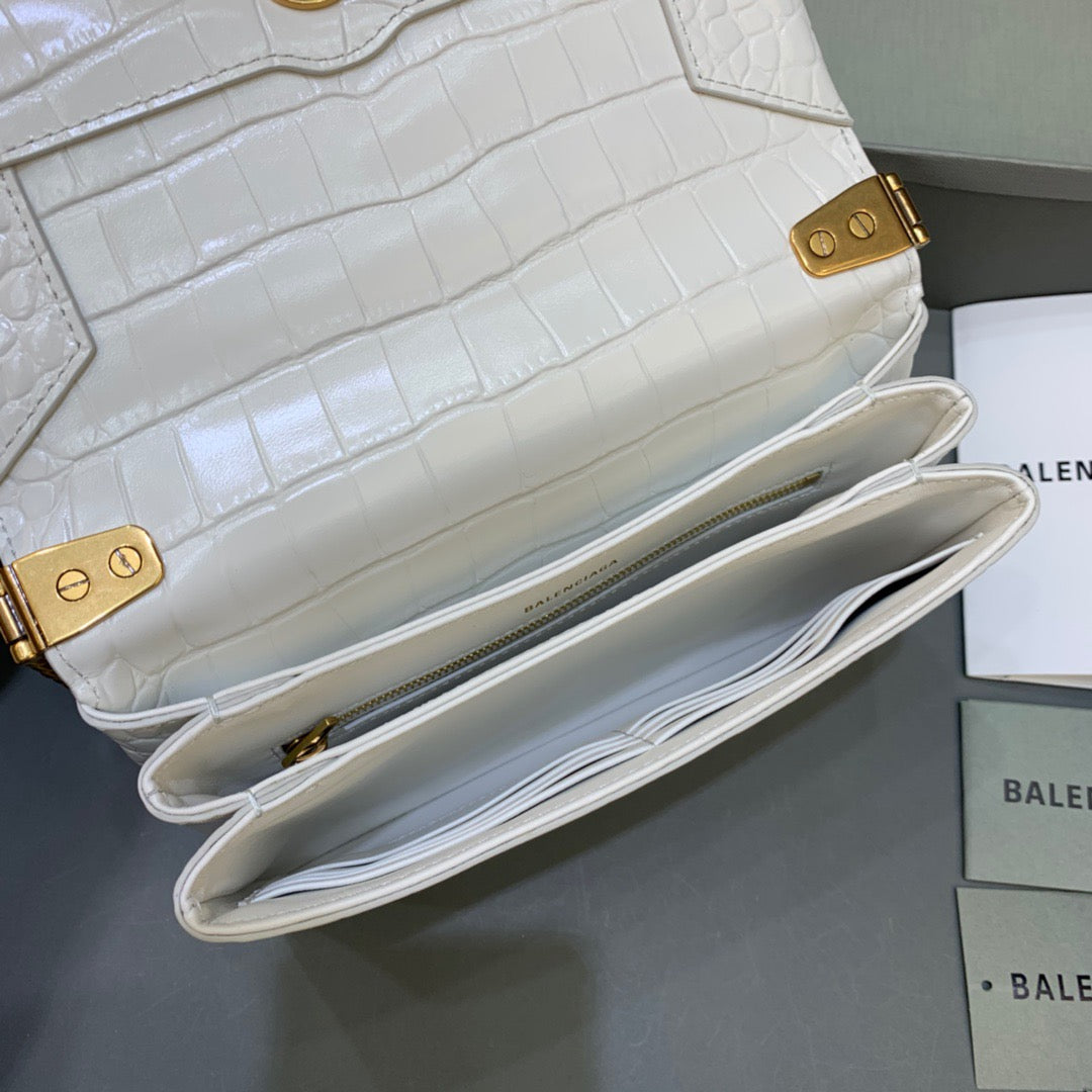 Balen Triplet Small Bag Crocodile Embossed White, For Women, Bags 8.3in/21cm