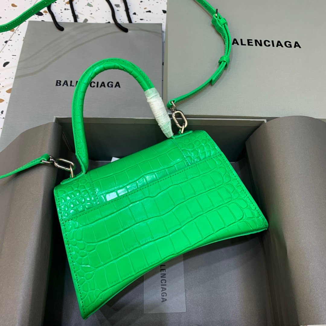 Balen Hourglass Small Handbag In Bright Green, For Women, Bags 9in/23cm