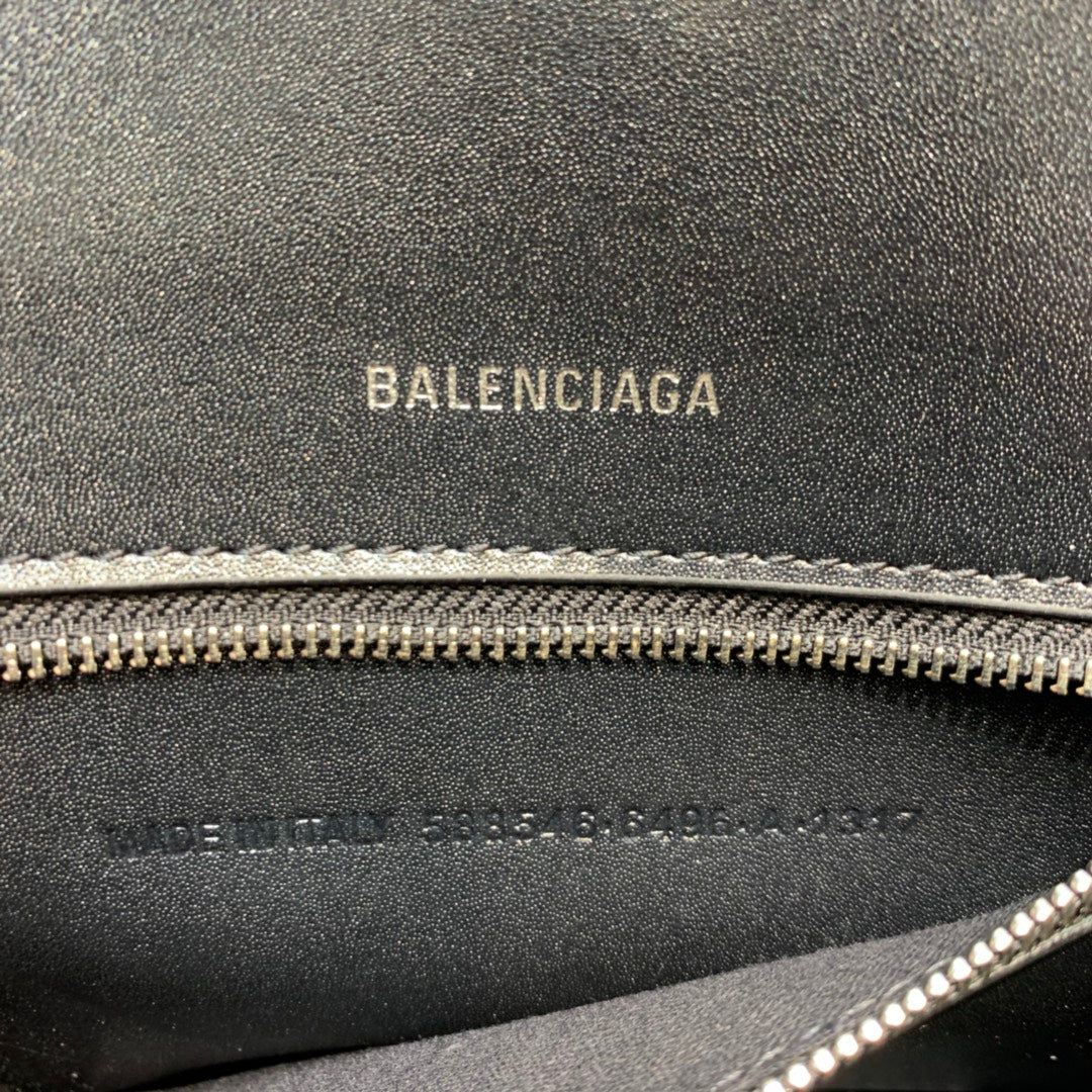 Balen Hourglass Small Handbag In Black And White, For Women, Bags 9in/23cm