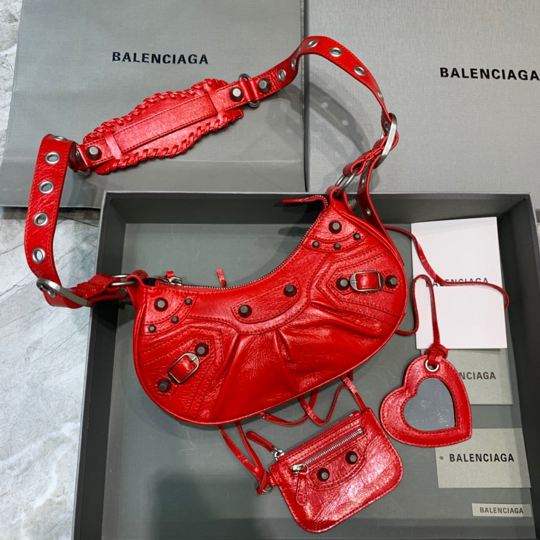 Balen Le Cagole XS Shoulder Bag In Red, For Women, Bags 10.2in/26cm 6713091VG9Y6406