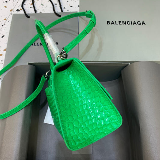Balen Hourglass Small Handbag In Bright Green, For Women, Bags 9in/23cm