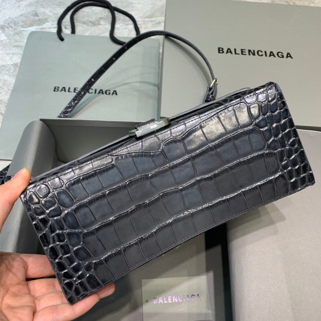 Balen Hourglass Small Handbag In Dark Grey, For Women, Bags 9in/23cm 5935461LR6Y1309