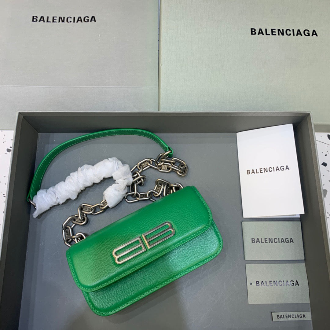 Balen Gossip Small On Chain Shoulder Bag Green, For Women, Bags 7.4in/19cm