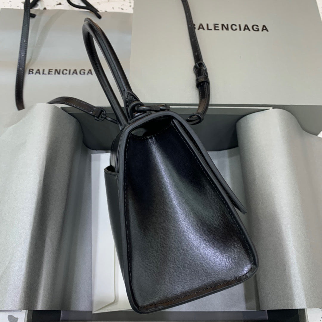 Balen Hourglass Small Handbag In Black, For Women, Bags 9in/23cm