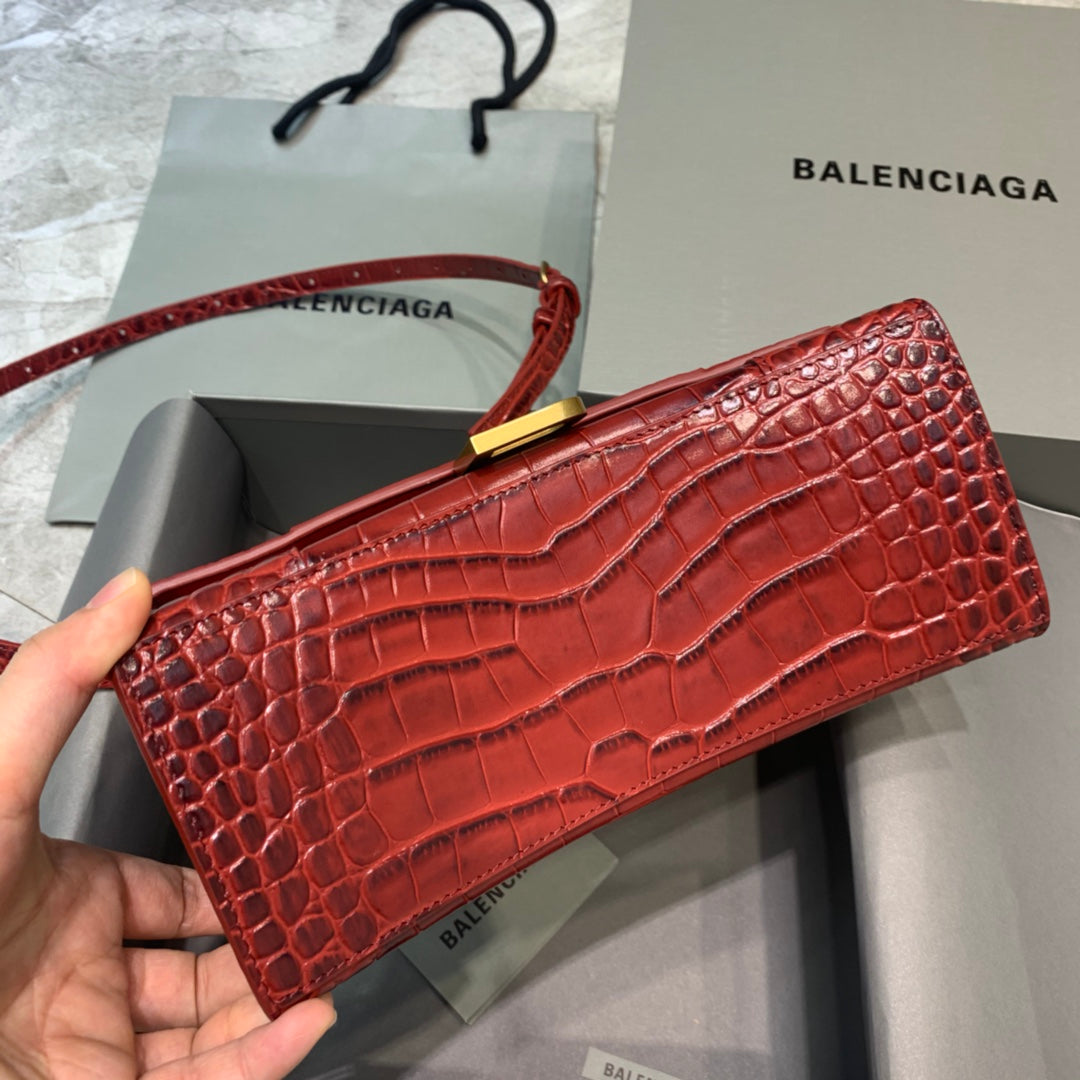 Balen Hourglass Small Handbag In Dark Red, For Women, Bags 9in/23cm 5935461LRGM6211