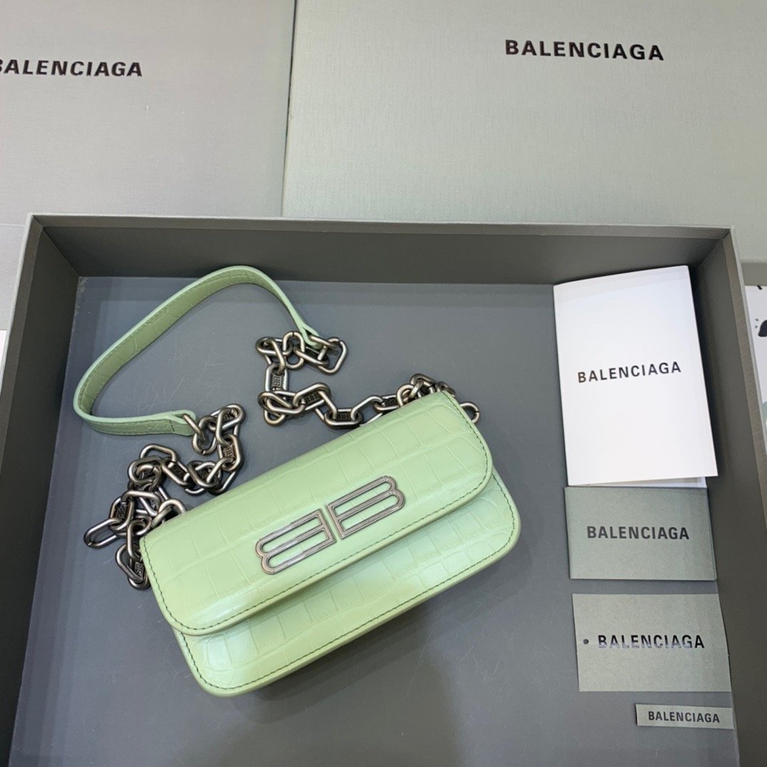 Balen Gossip Small On Chain Shoulder Bag Light Green, For Women, Bags 7.4in/19cm