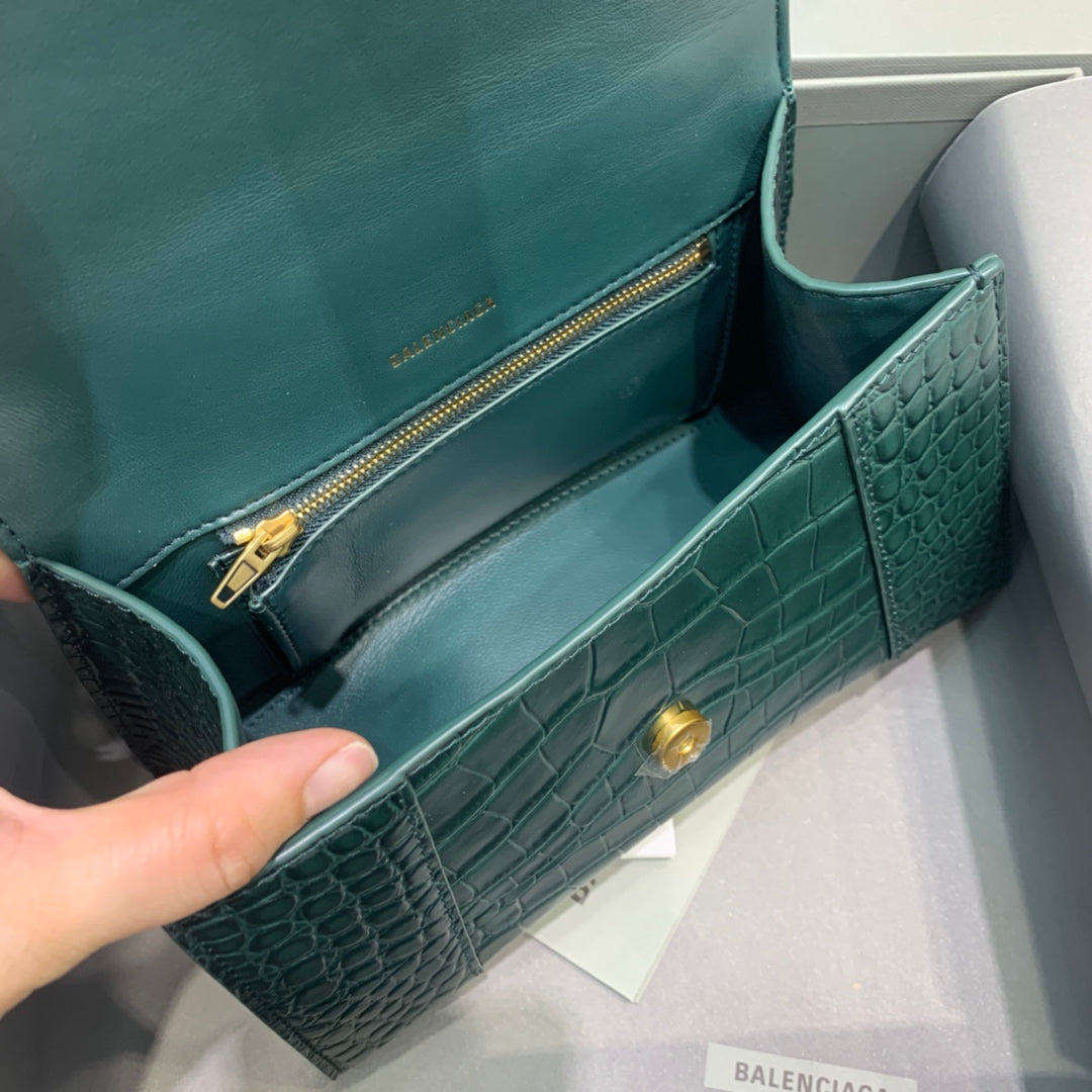 Balen Hourglass Small Handbag In Dark Green, For Women, Bags 9in/23cm