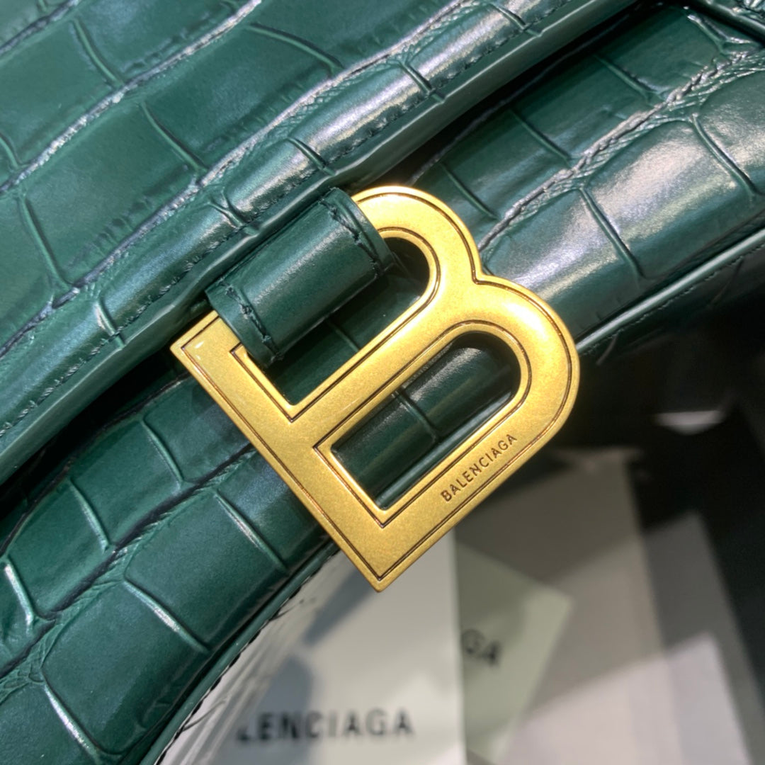 Balen Hourglass Small Handbag In Dark Green, For Women, Bags 9in/23cm