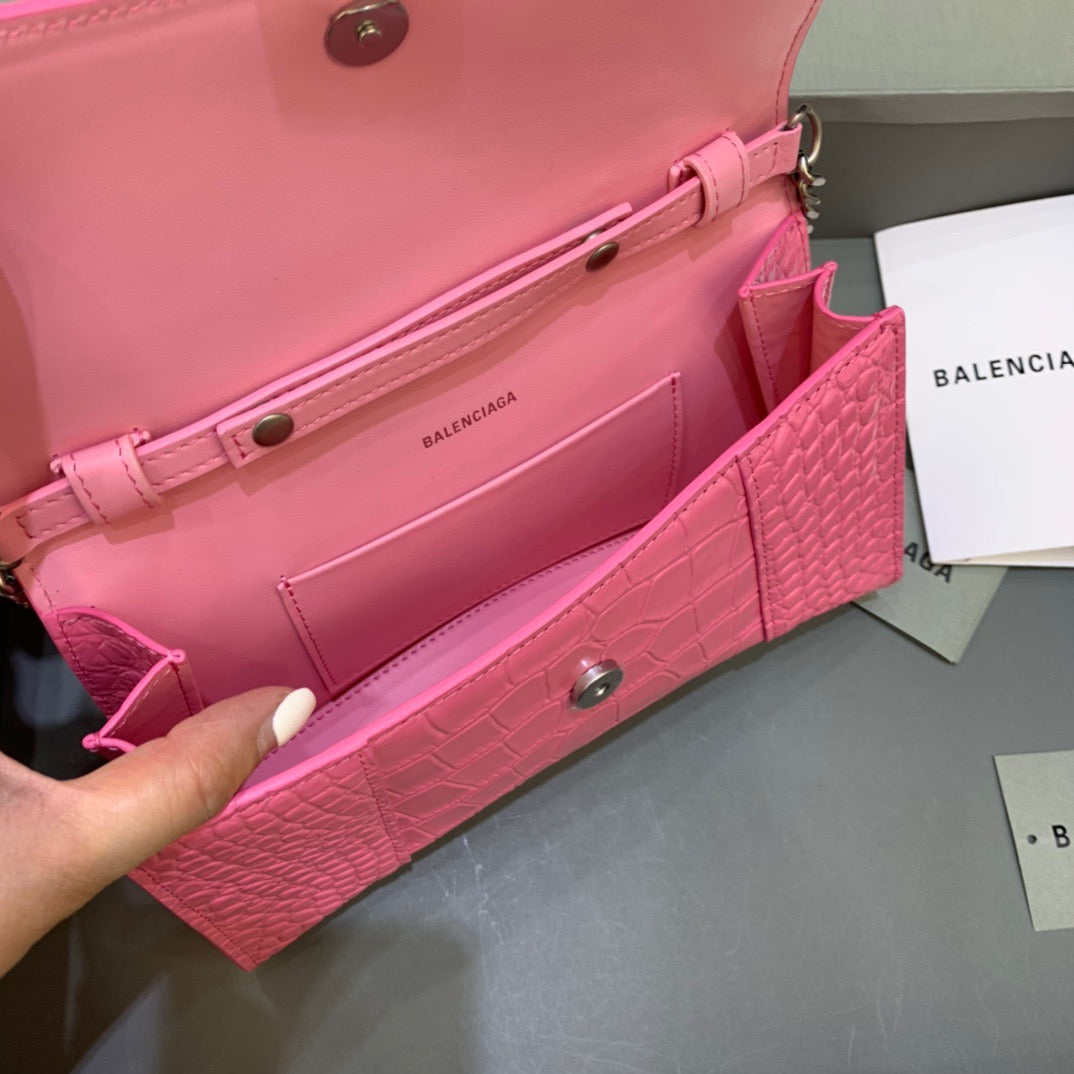Balen Hourglass Wallet On Chain in Pink, For Women, Bags 9in/23cm