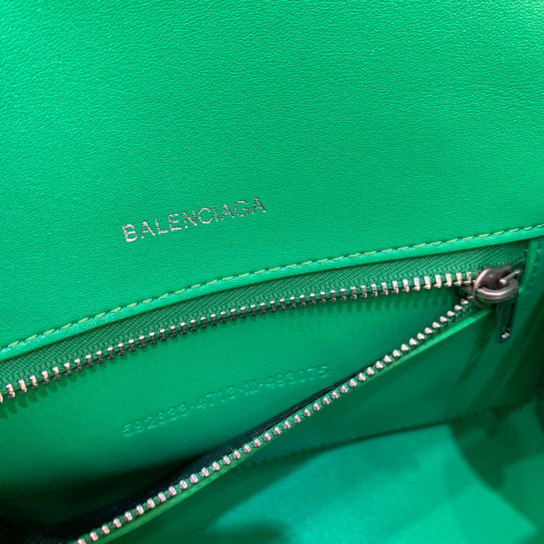 Balen Hourglass Small Handbag In Bright Green, For Women, Bags 9in/23cm