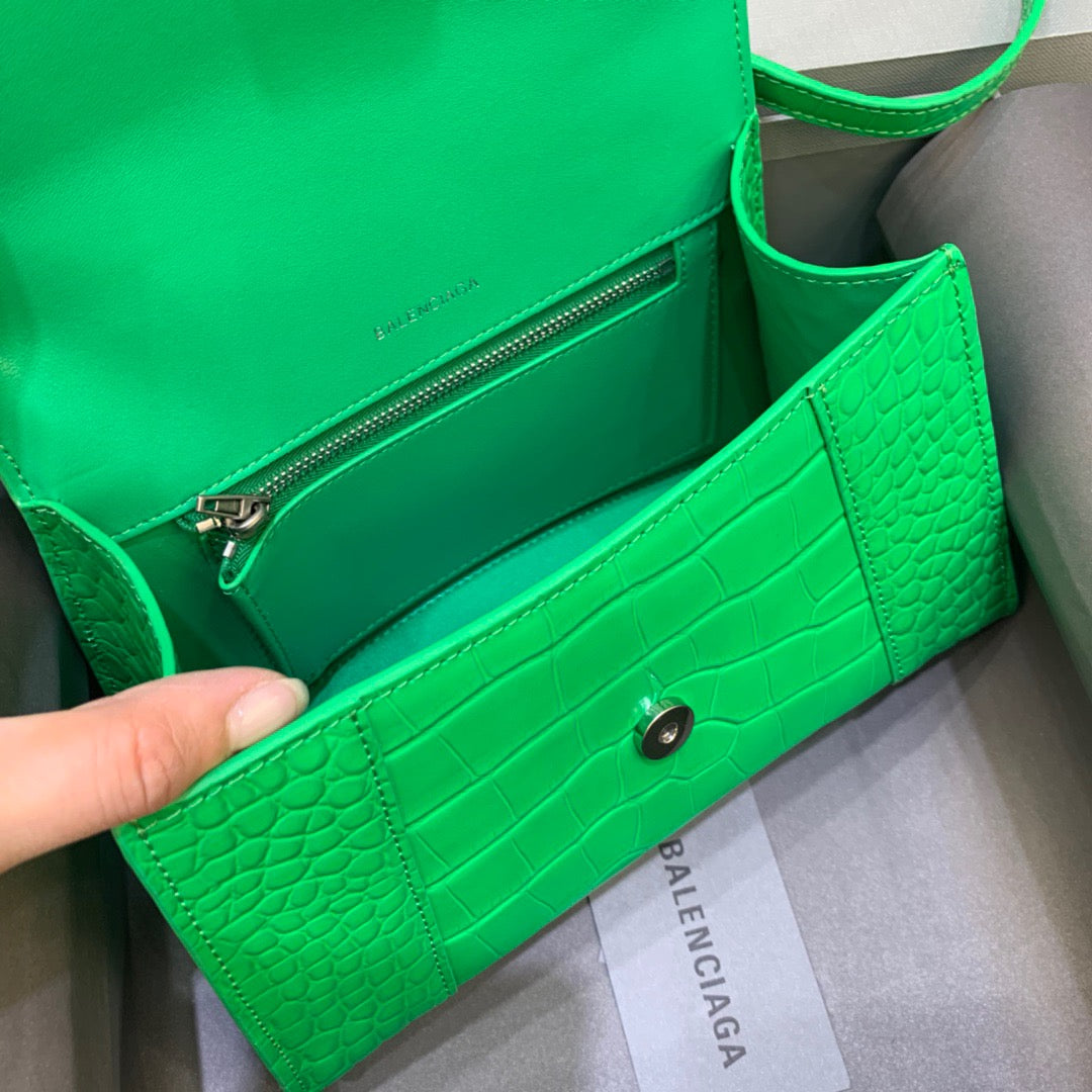 Balen Hourglass Small Handbag In Bright Green, For Women, Bags 9in/23cm