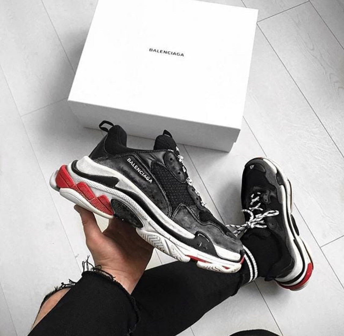 BL - Bla Triple S Black and Red Sneaker