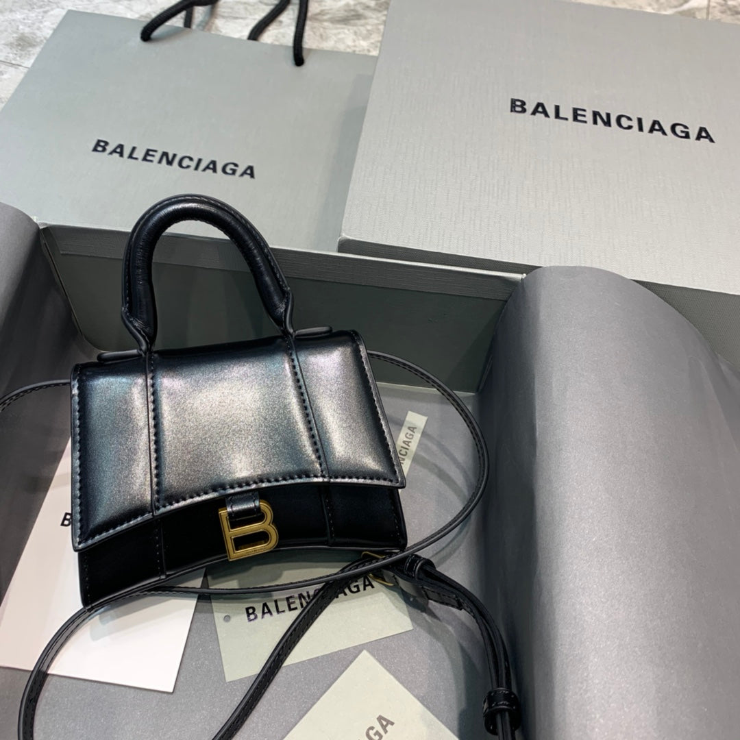 Balen Hourglass Mini Handbag In Black, For Women, Bags 4.7in/12cm
