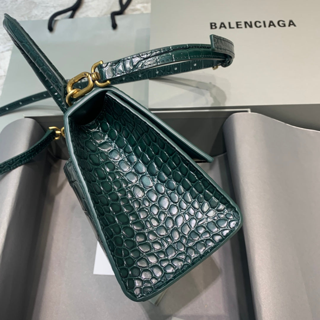 Balen Hourglass Small Handbag In Dark Green, For Women, Bags 9in/23cm