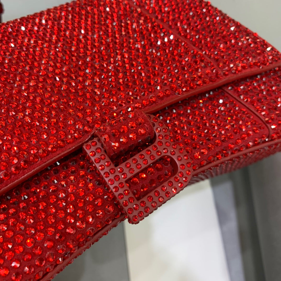 Balen Hourglass Small Handbag In Red, For Women, Bags 9in/23cm