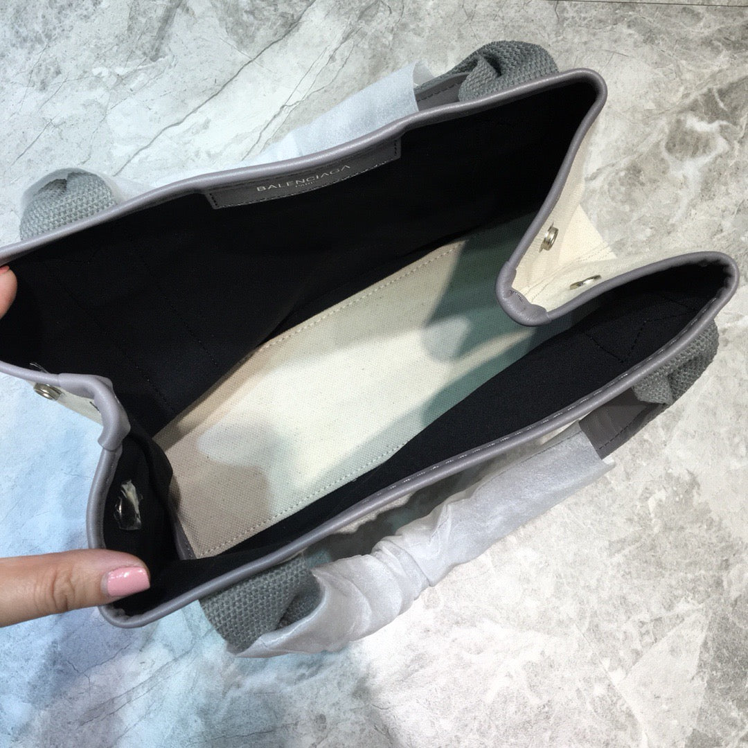 Balen Navy Small Cabas Tote Bag In Gray, For Women, Bags 18.5in/47cm