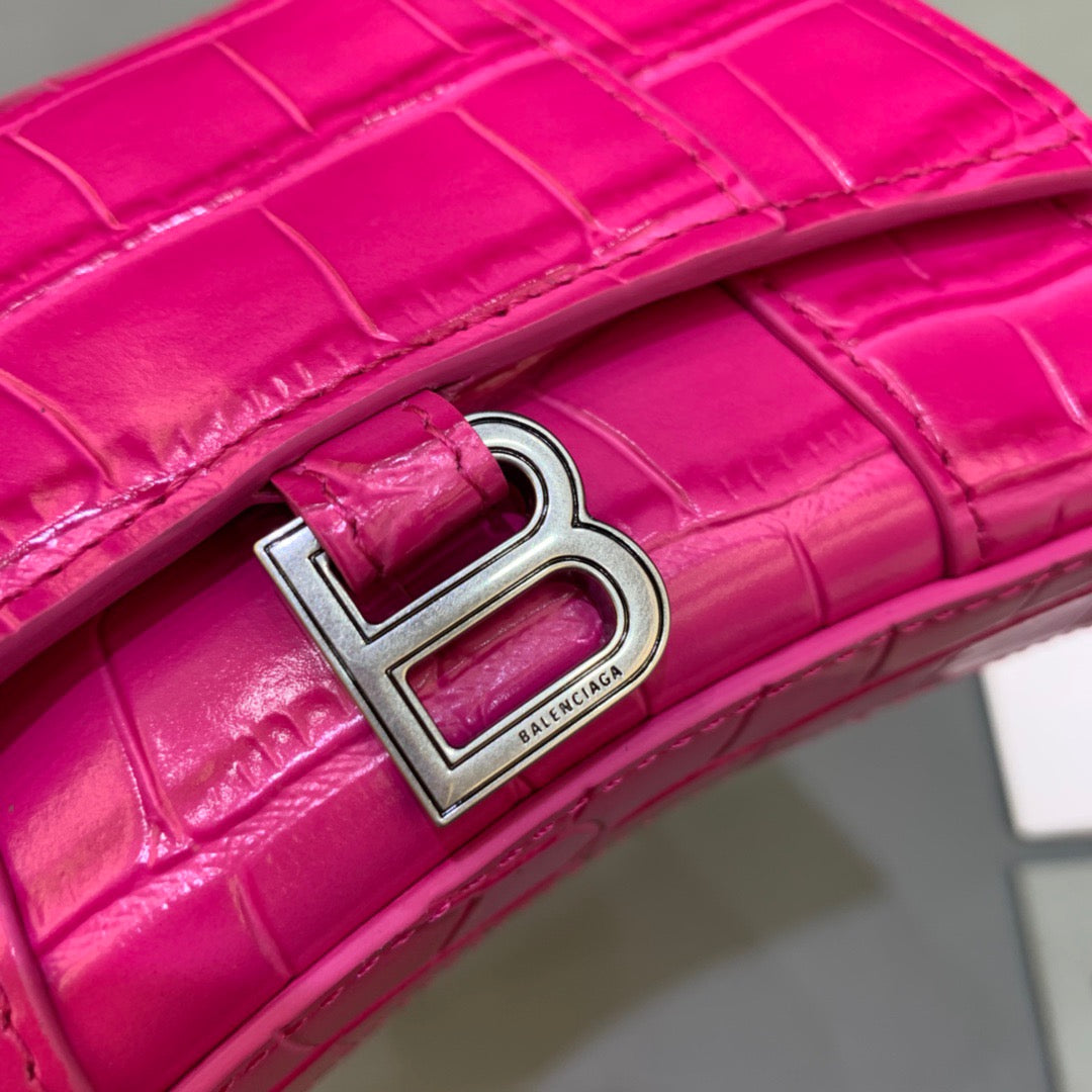 Balen Hourglass Mini Handbag With Chain In Dark Pink, For Women, Bags 4.7in/12cm