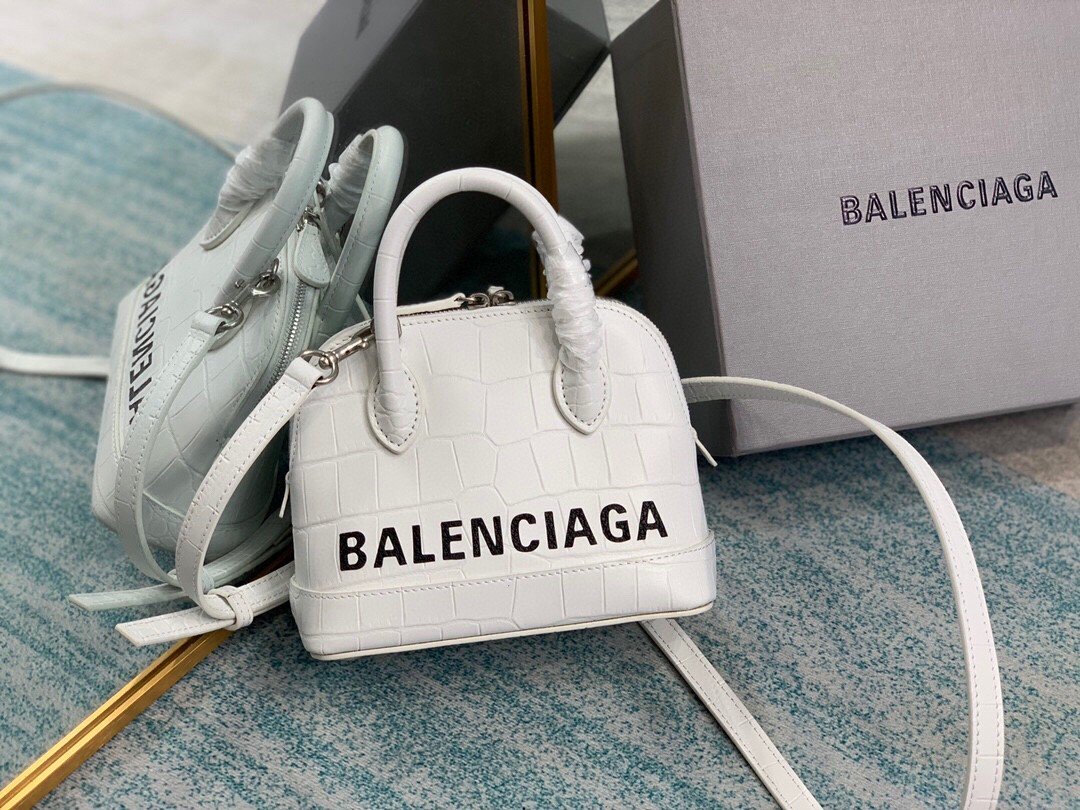 Balen Ville Mini Handbag In White, For Women, Bags 4.7in/12cm