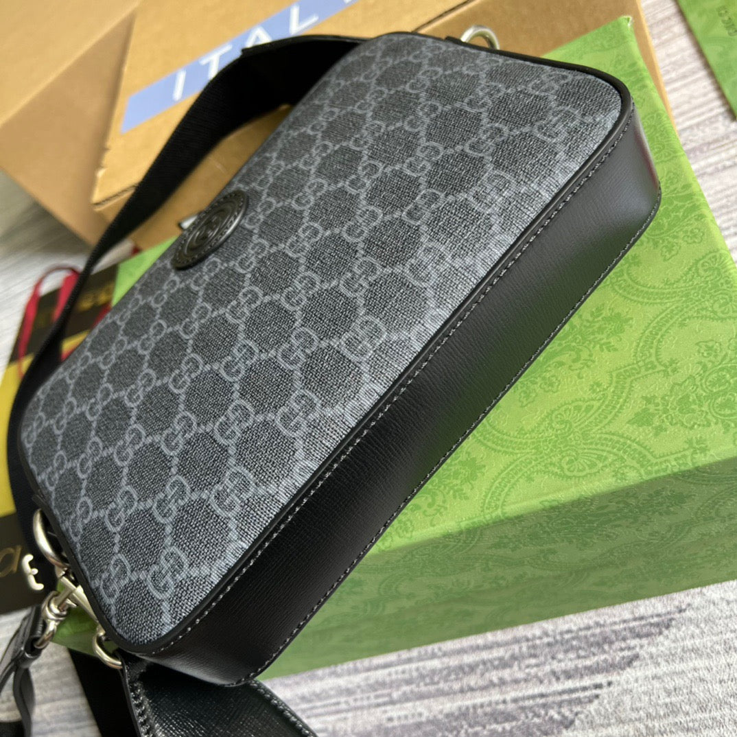 gg Shoulder Bag With Interlocking G Black gg Supreme Canvas For Women 9.6in/24.5cm gg 703468 92THF 1000