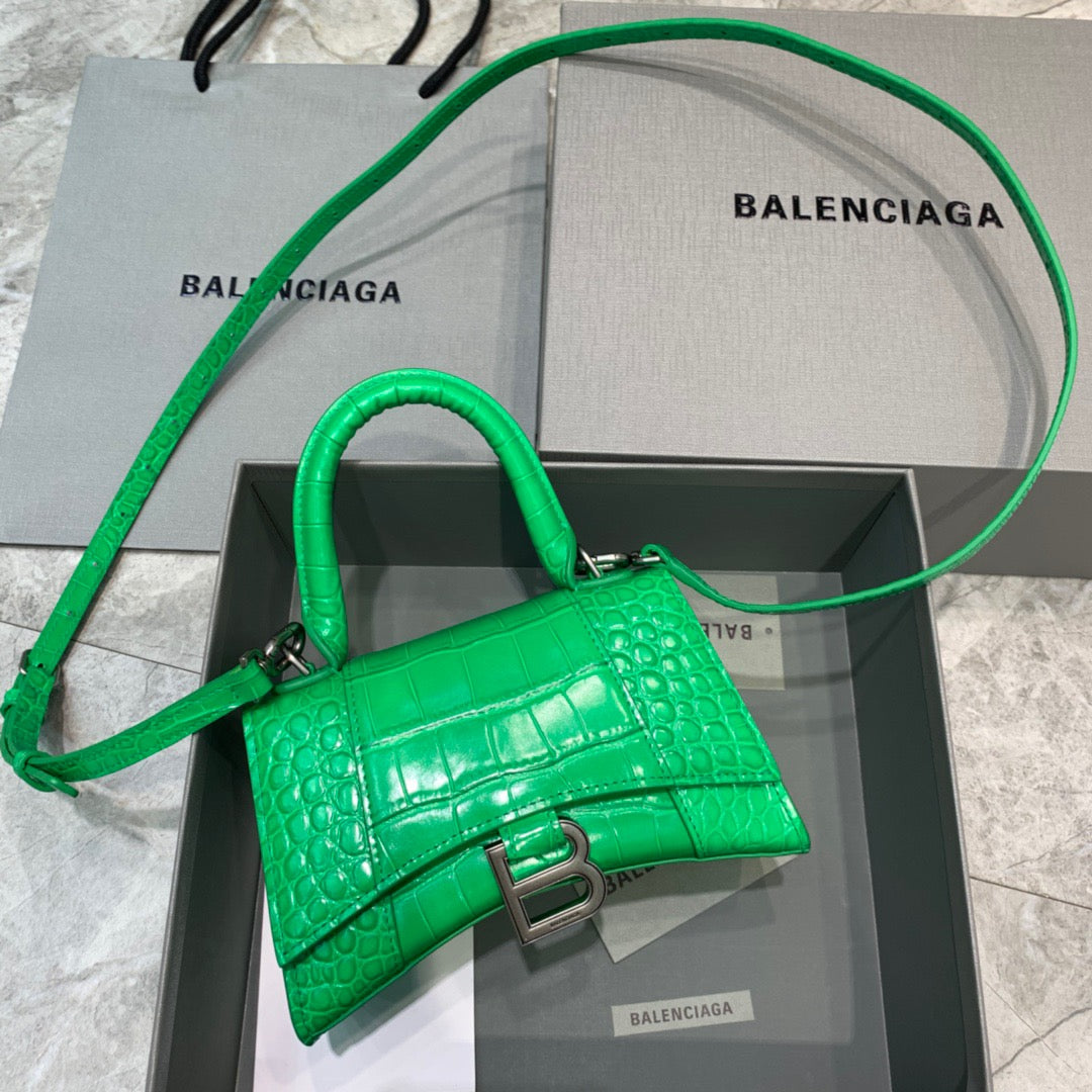 Balen Hourglass XS Handbag In Bright Green, For Women, Bags 7.4in/19cm
