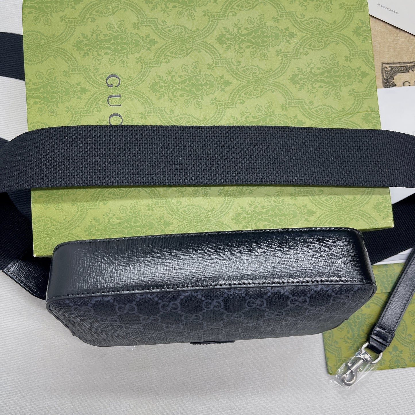 gg Shoulder Bag With Interlocking G Black gg Supreme Canvas For Women 9.6in/24.5cm gg 703468 92THF 1000